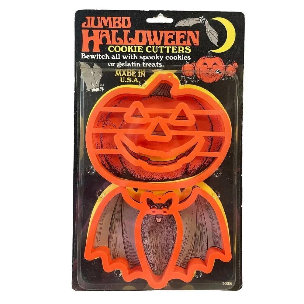 Jumbo‎ Halloween Cookie Cutters Pumpkin Bat Shapes Durable Plastic Made In USA